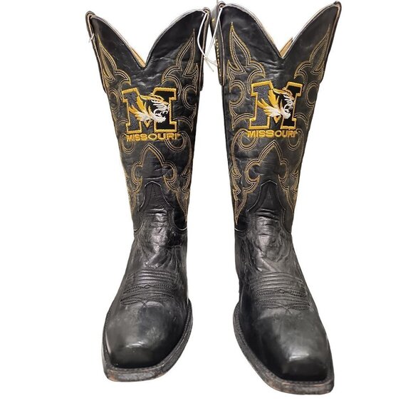 NCAA Missouri Tigers Men's Board Room Style Boots‎ NWT Embroidered Men's Sz 9.5D - Picture 1 of 12